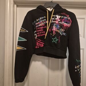 Smoke Rise MONOGRAM Crop Pullover Hoodie Women's M